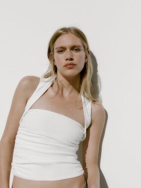 Zara White Draped Top